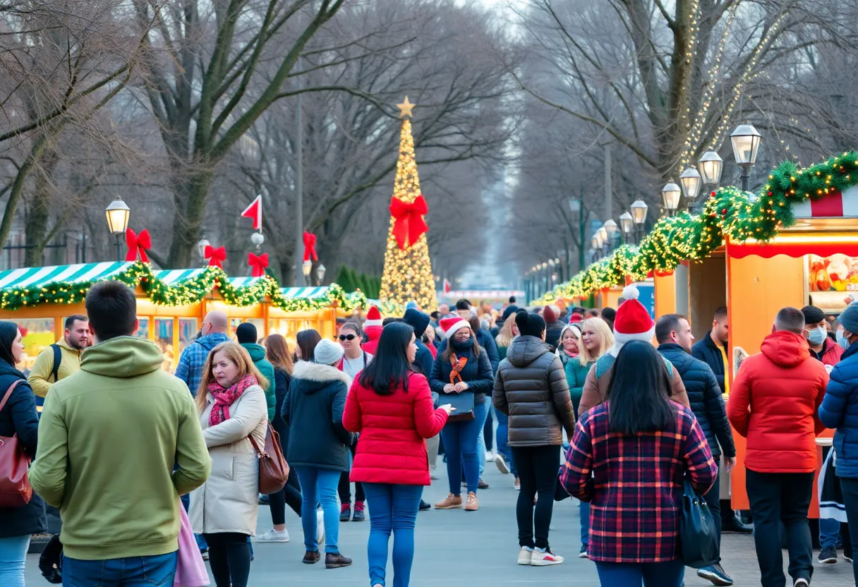 Vibrant holiday celebration in Baltimore with festive decorations and community gatherings.