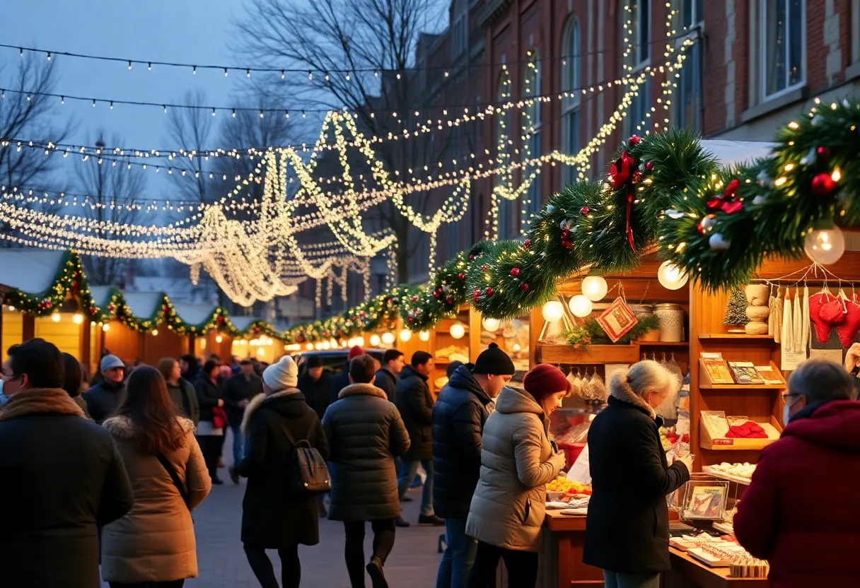 Artisans and visitors at a Baltimore holiday market