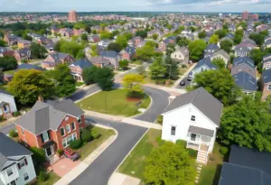 A picturesque Baltimore neighborhood with houses and green spaces