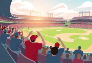 Fans celebrating at Baltimore Orioles stadium