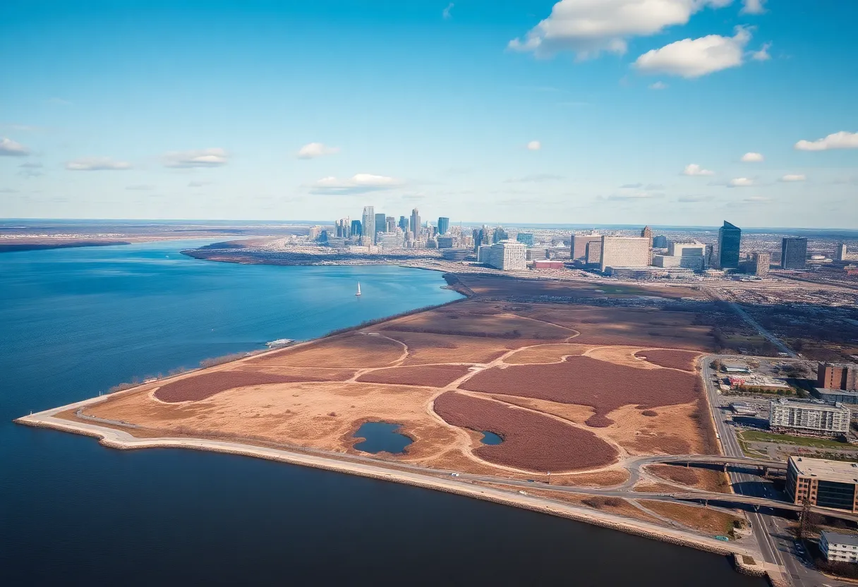Aerial view of the Baltimore Peninsula's undeveloped land.