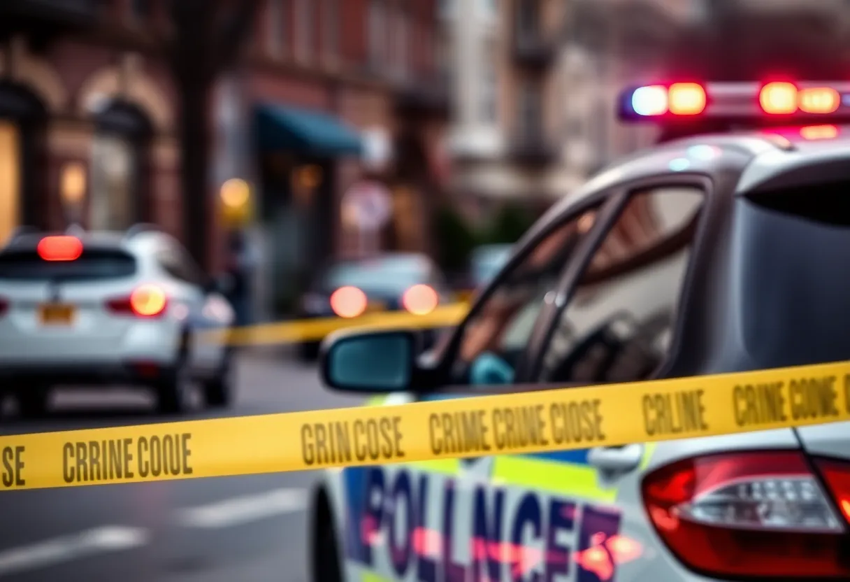 Police car at a crime scene in Baltimore