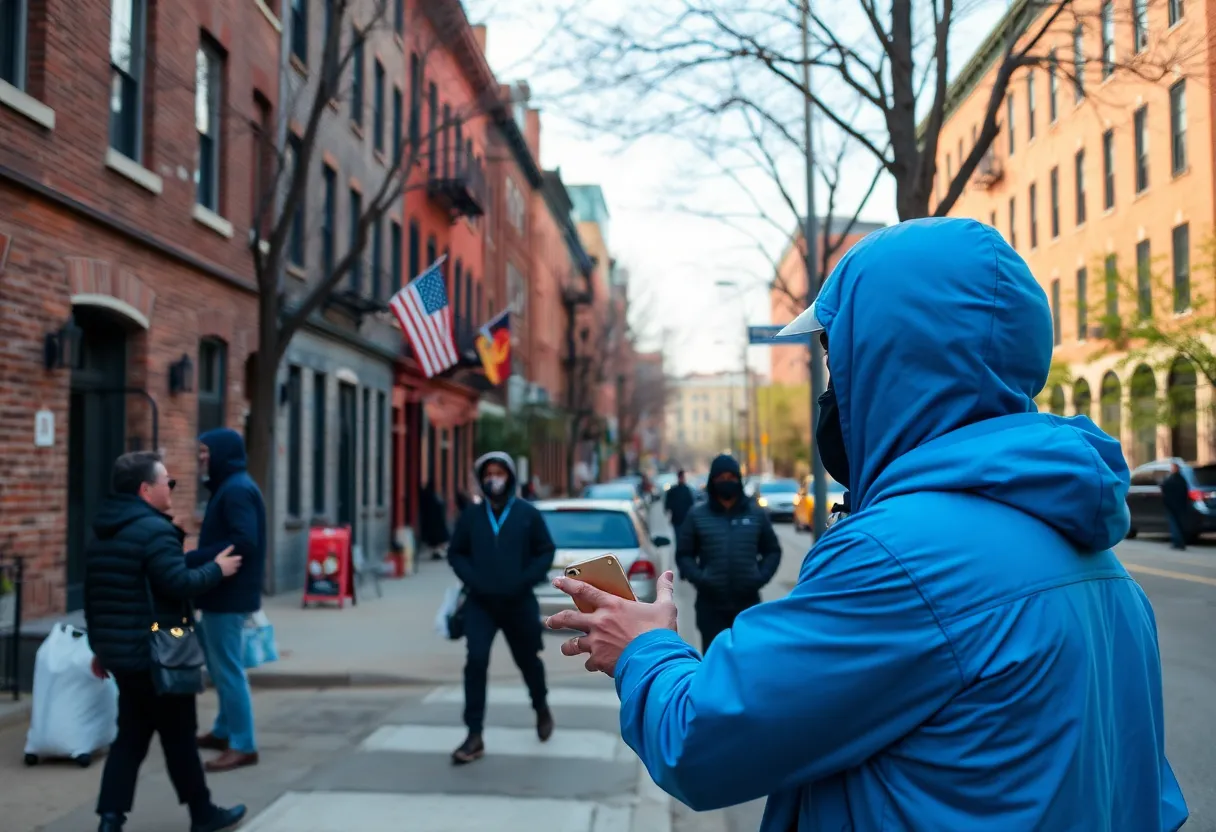 Urban scene illustrating public safety efforts in Baltimore