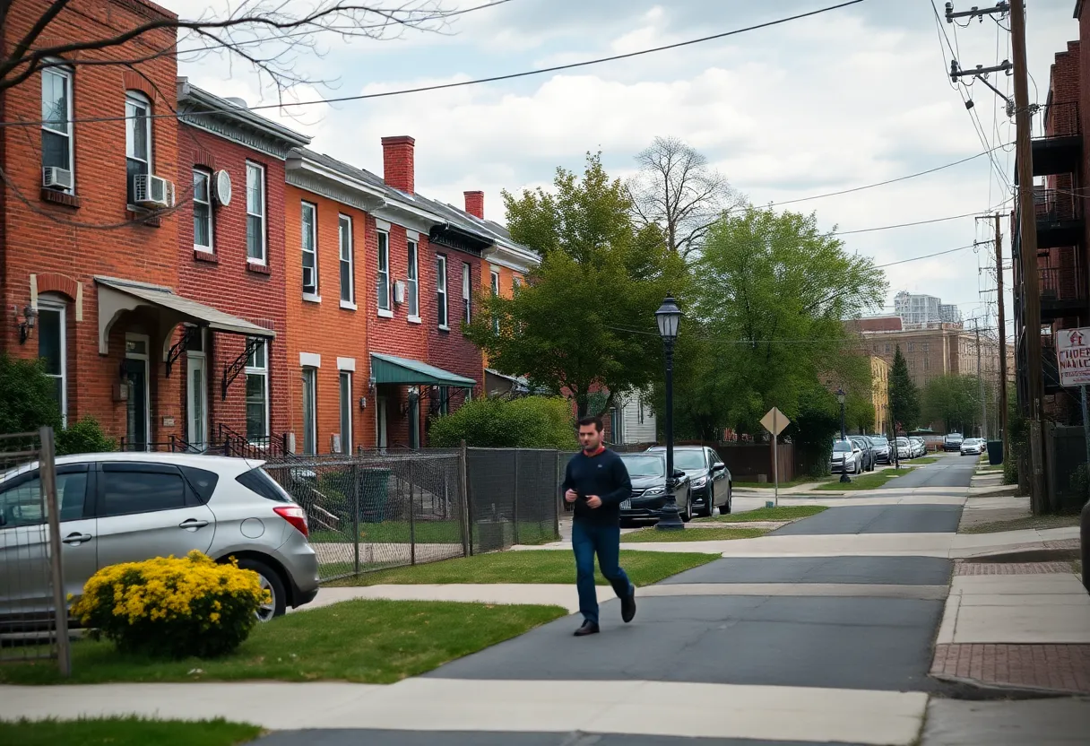 A quiet residential area in Baltimore, Maryland.