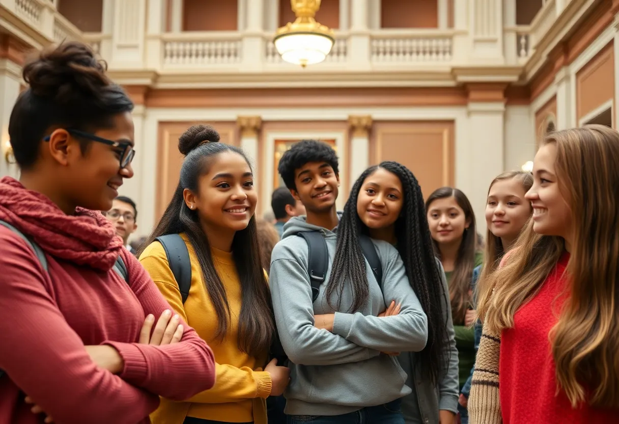 Ten high school students representing Baltimore County at the Maryland General Assembly