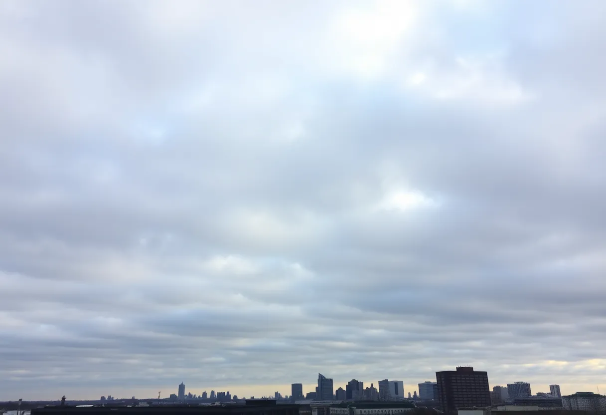 Cloudy winter sky over Baltimore