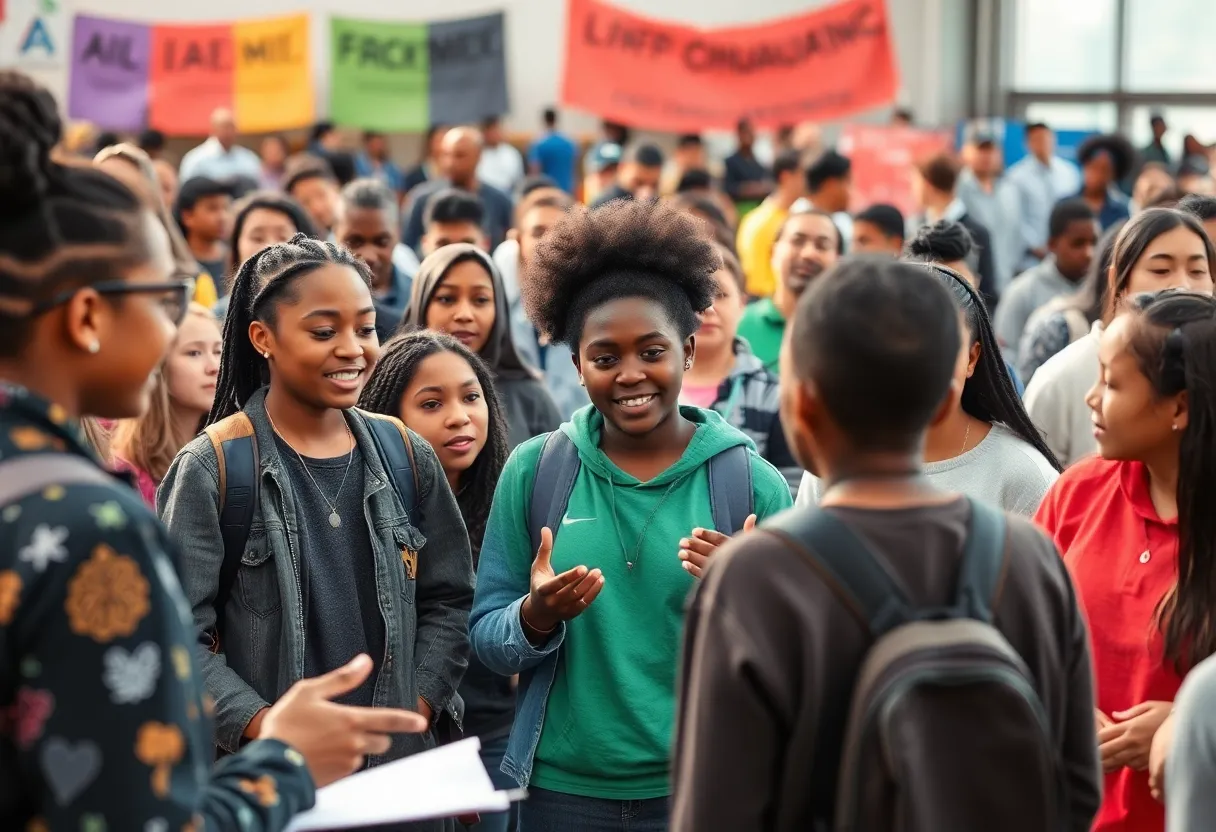 Diverse youth participating in community engagement activities in Baltimore.