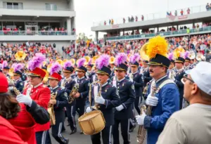 Marching bands performing at Bandfest Pasadena