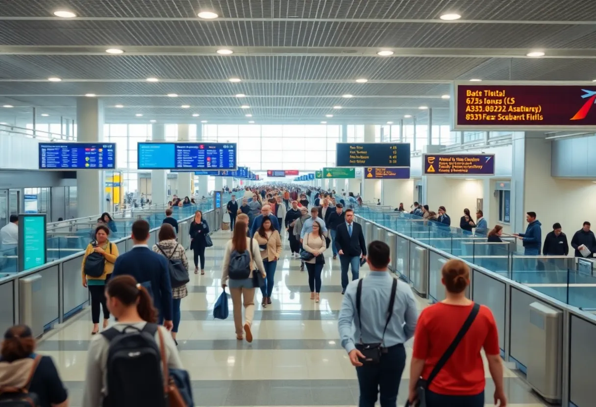 Passengers at Baltimore-Washington International Airport after security clearance