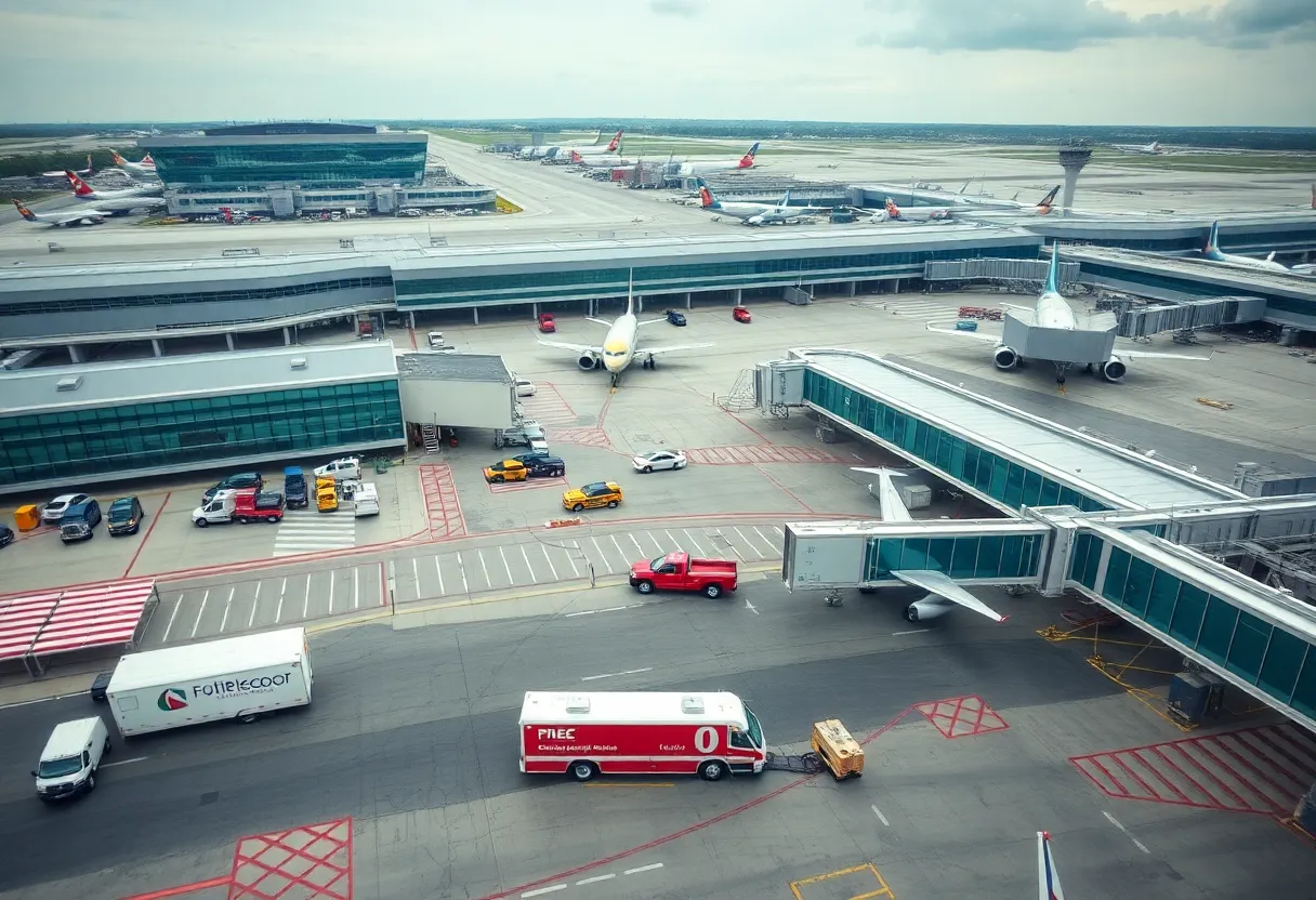 Aerial view of emergency response at BWI Airport
