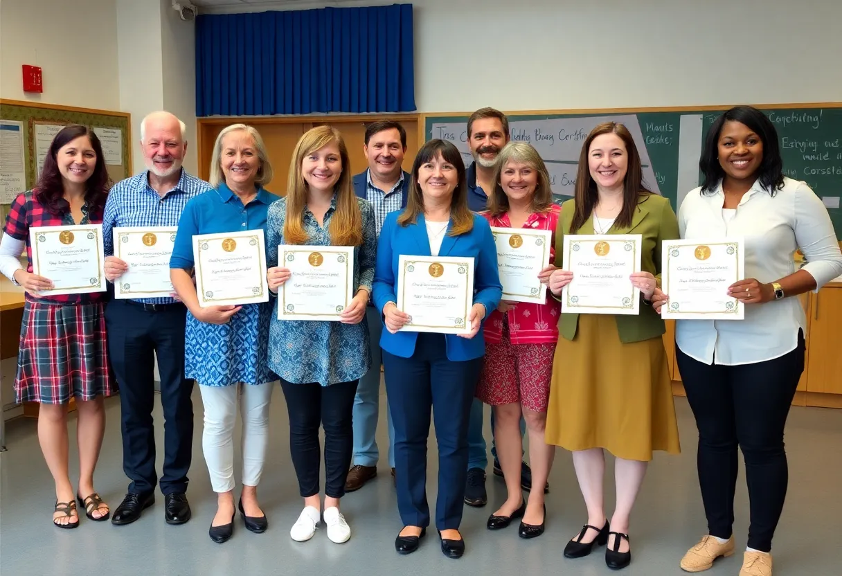 Teachers celebrating their National Board Certifications