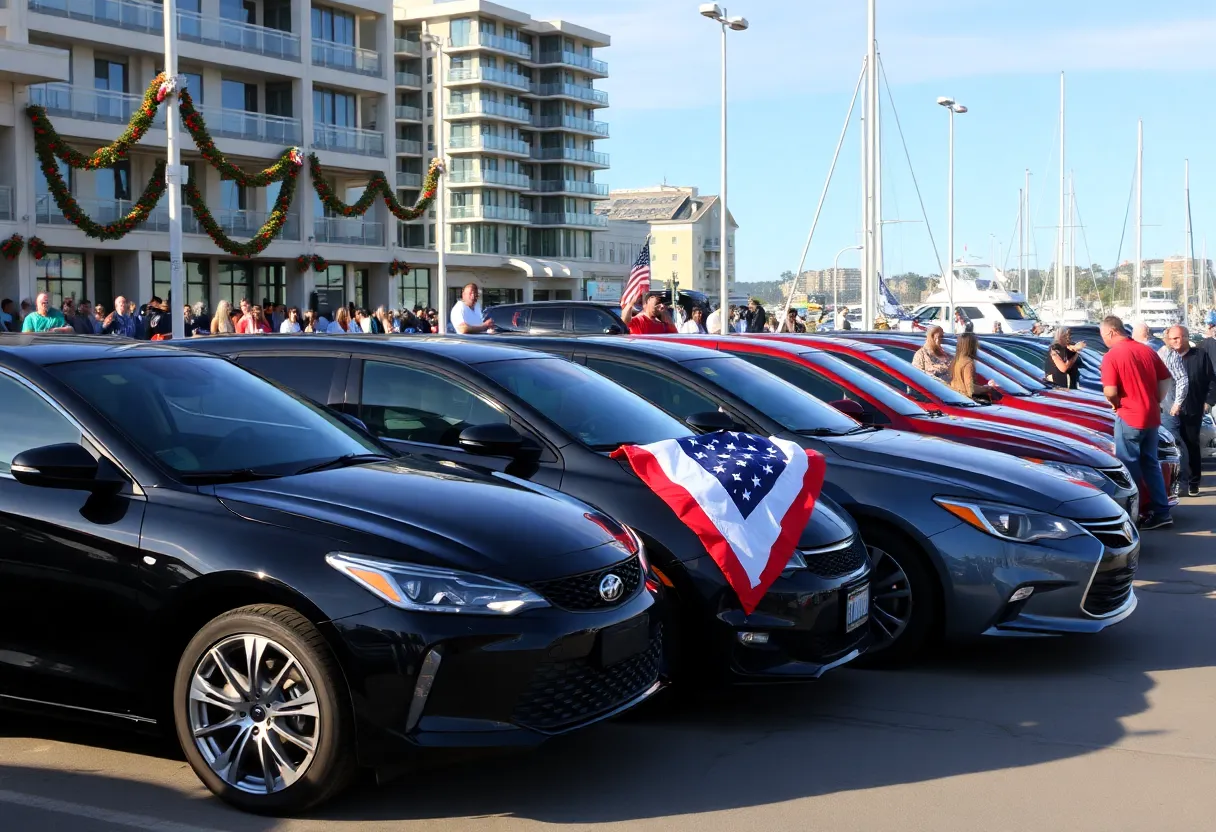 Community members gathering at Inner Harbor event supporting veterans