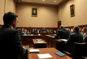 Courtroom scene during Luigi Mangione's trial