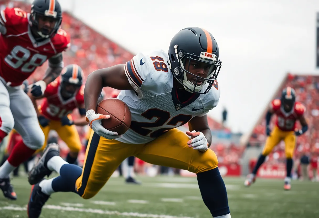 Cornerback making a defensive play