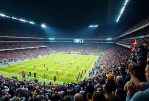 Soccer match at M&T Bank Stadium with fans cheering