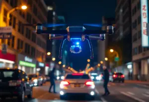 A thermal drone assisting police in apprehending suspects in Ellicott City.