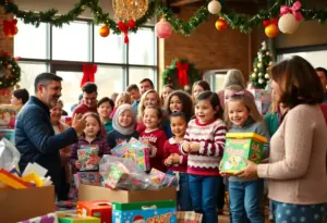 Community members participating in holiday toy drives in Ellicott City