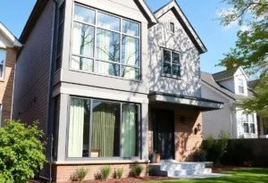 A modern house in Baltimore showcasing energy-efficient windows.