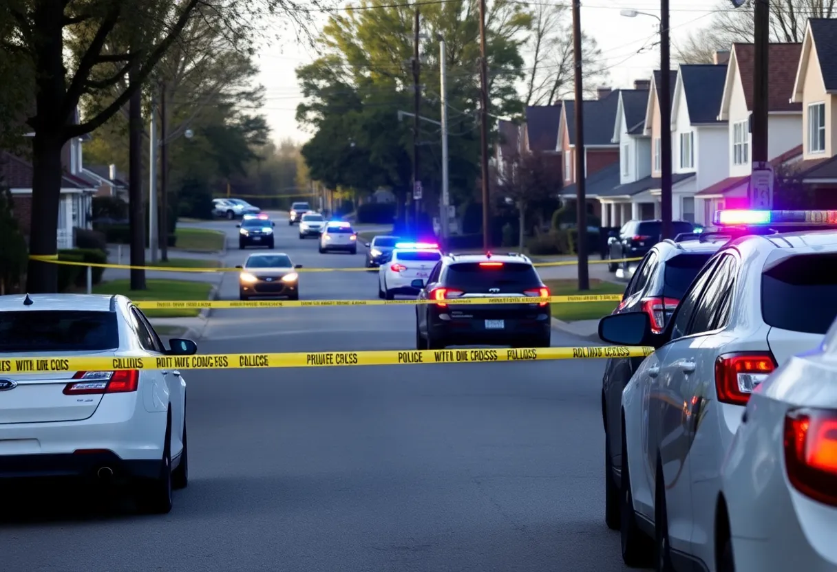 Police cars at a crime scene in Essex, Maryland