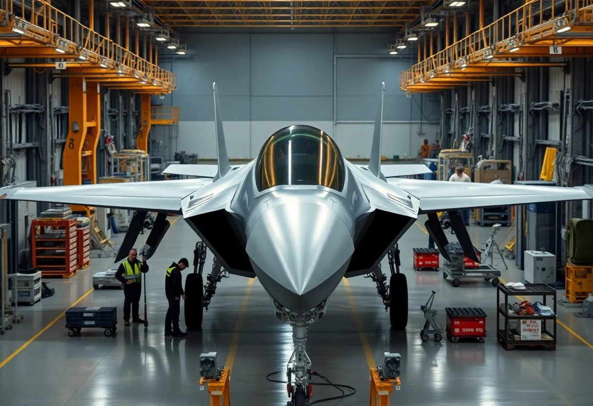 Production of F-35 fighter jets in a manufacturing facility