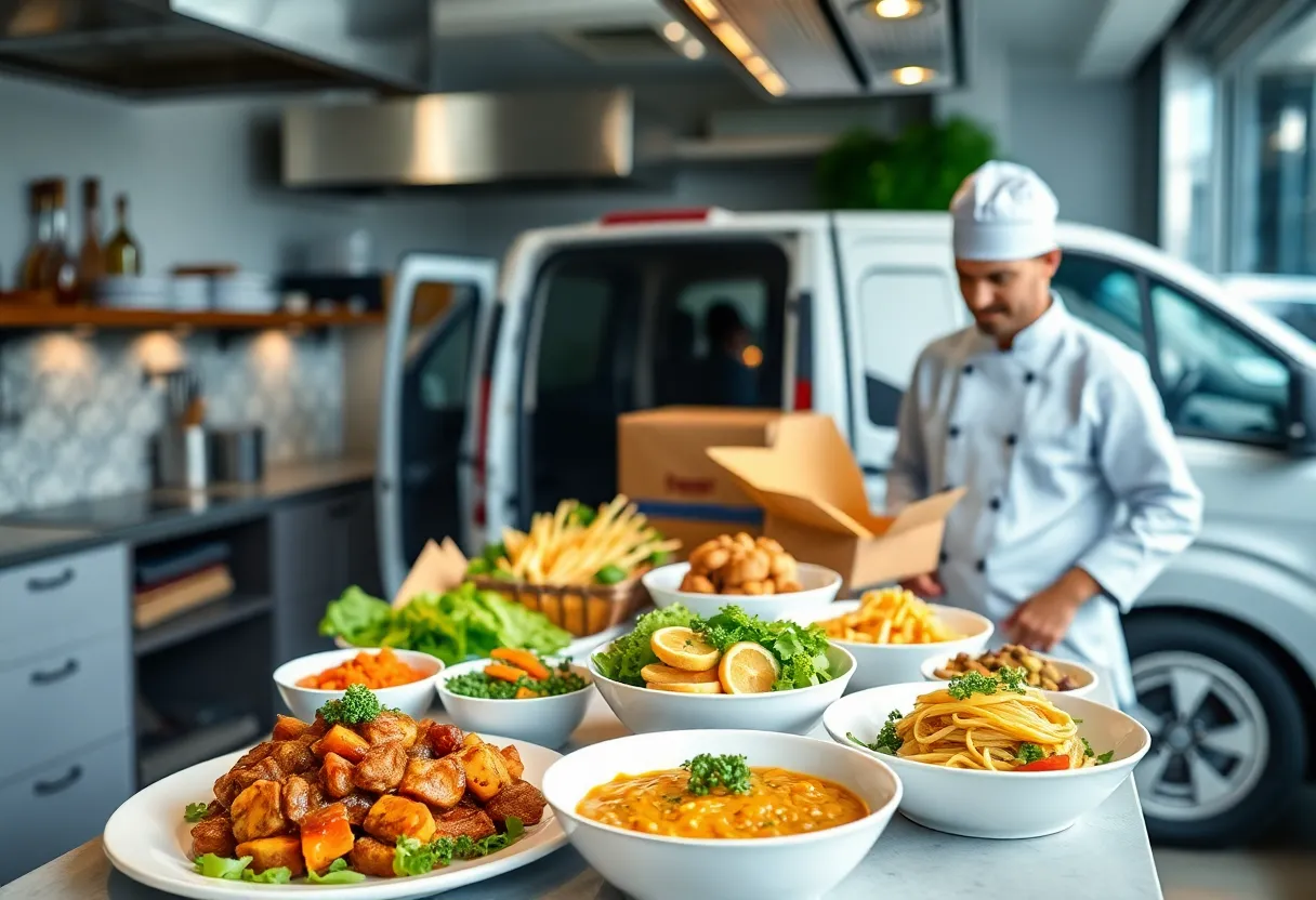 Chef-crafted meals from Feast & Fettle in a modern kitchen setting.