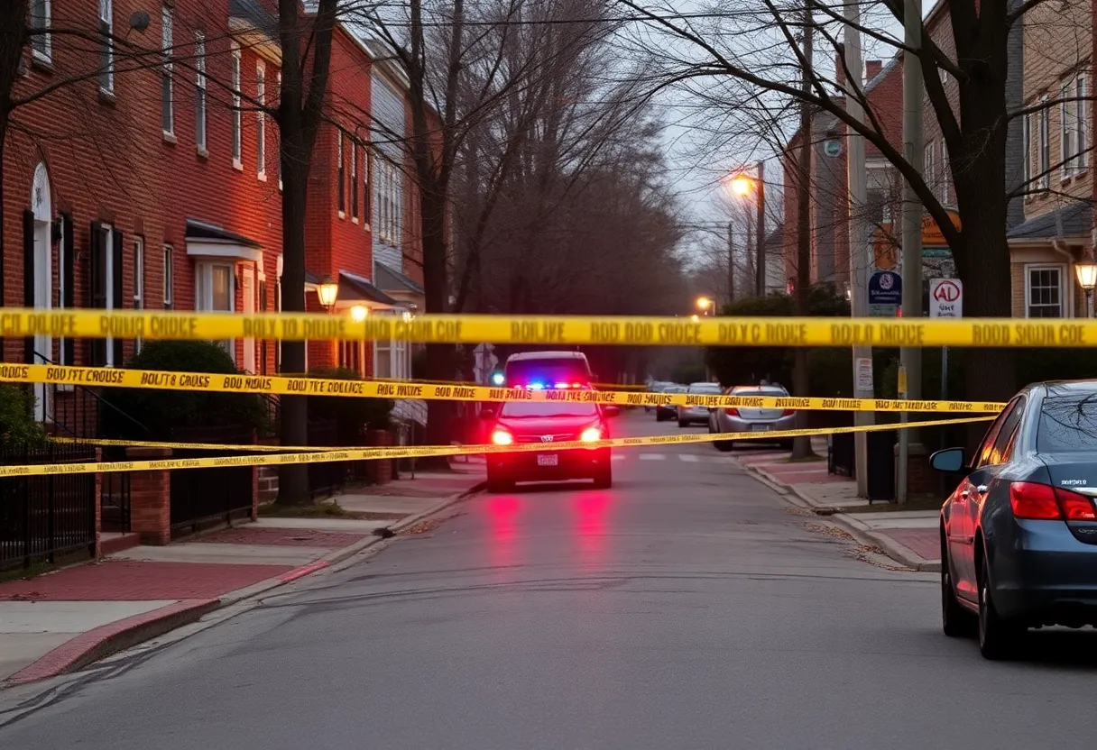 Police investigation scene in Federal Hill, Baltimore