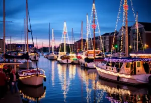 Annapolis Harbor decorated for the holidays