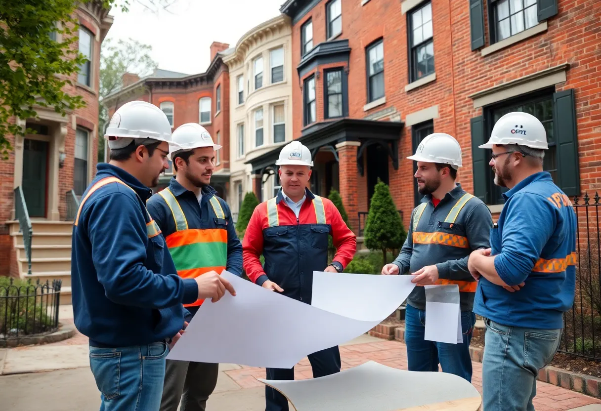 Home repair contractors discussing project plans in Baltimore