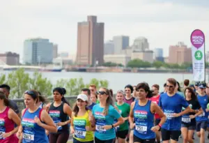 Participants running in huMAN 5K event for men's mental health
