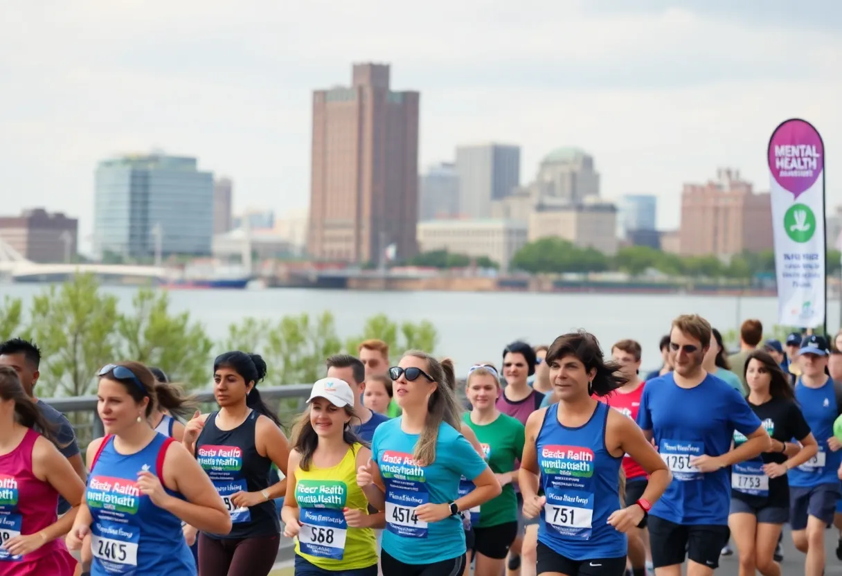 Participants running in huMAN 5K event for men's mental health