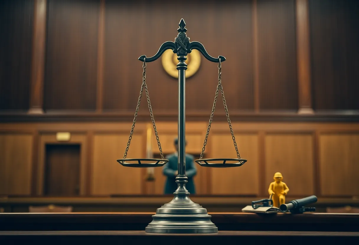 Symbolic representation of justice in labor rights for inmates.