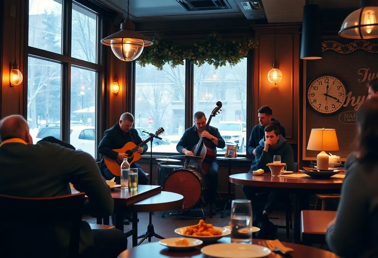 People enjoying a jazz brunch at BLK Swan restaurant in Baltimore.