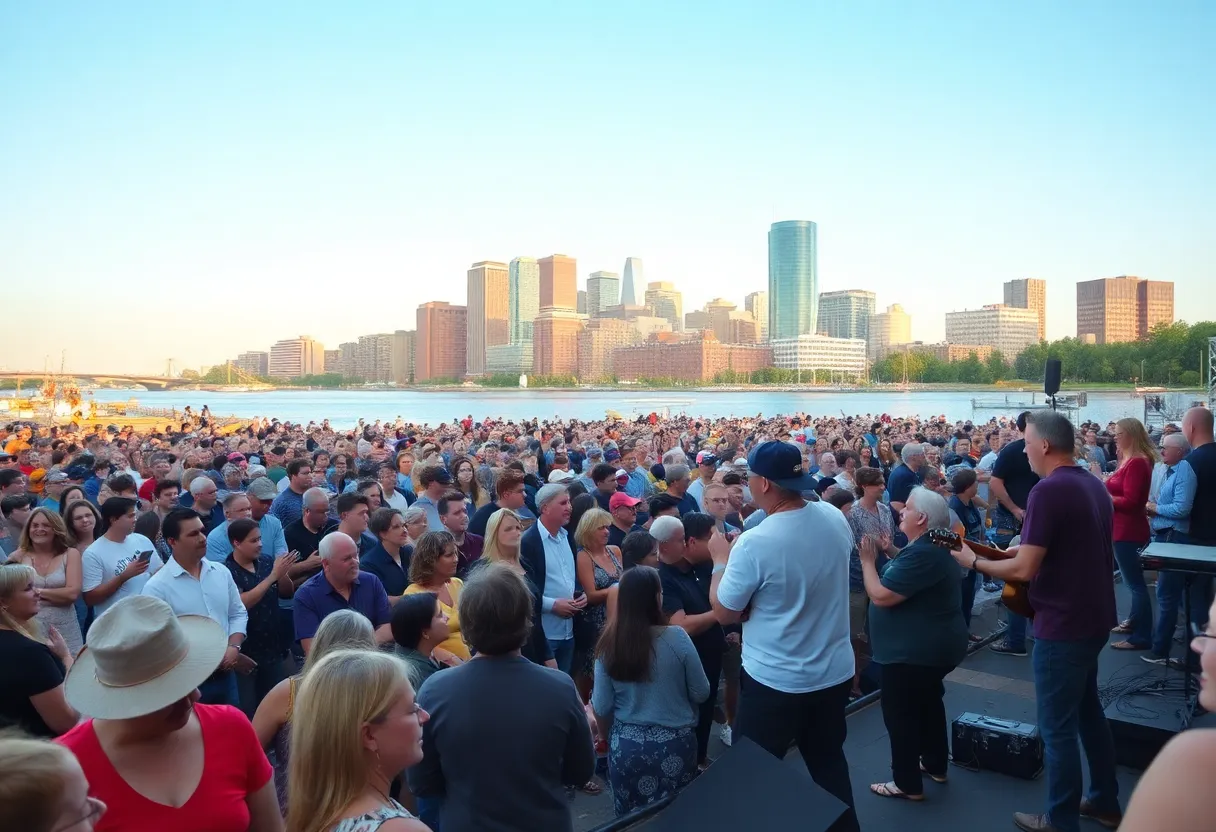 Live performance of Joe Bonamassa at Pier Six Pavilion with a scenic view of Baltimore