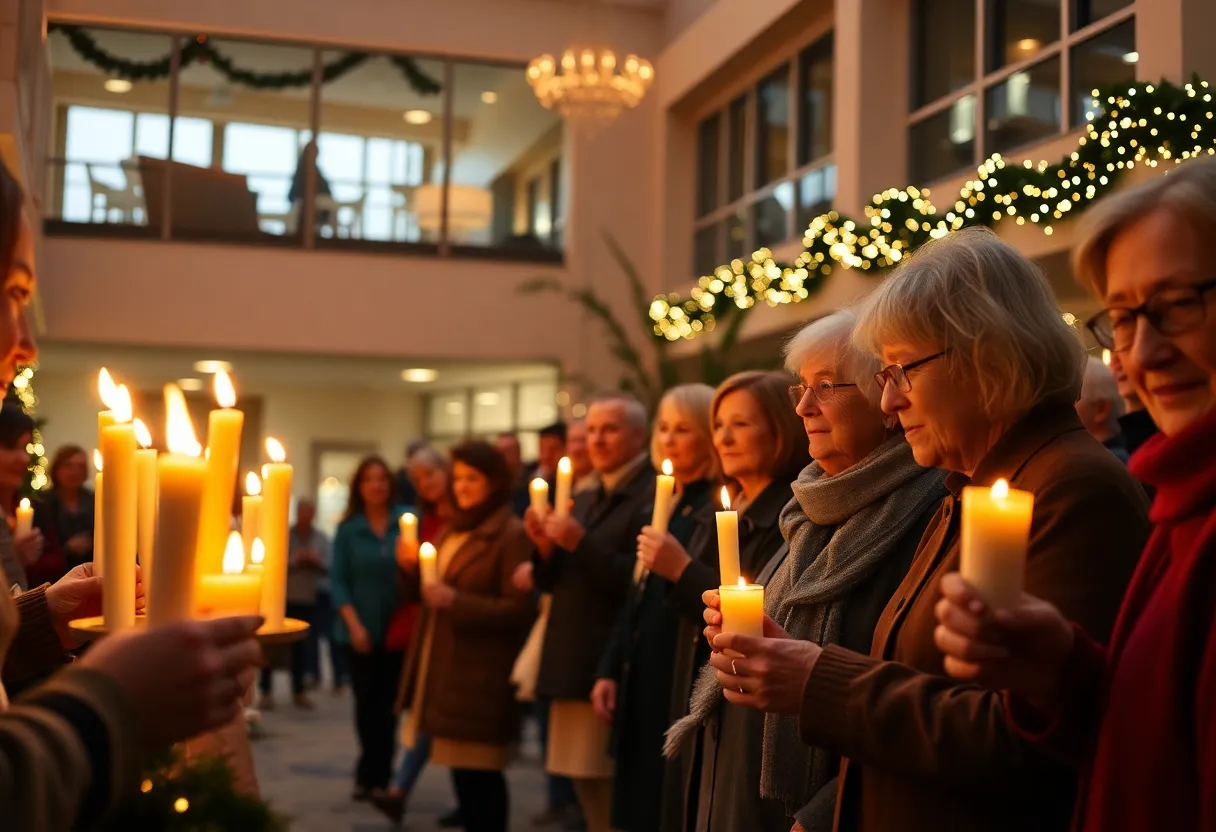 Community members participating in the candle lighting ceremony at Johns Hopkins Bayview Medical Center