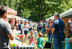 Families enjoying the Locust Point Festival with local vendors and live music