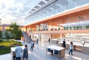 Architectural rendering of Loyola University Maryland's new science and nursing facility.