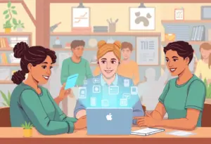 Illustration showing local entrepreneurs using the Maryland Community Business Compass platform.