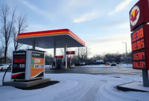 Gas station displaying reduced prices in Maryland