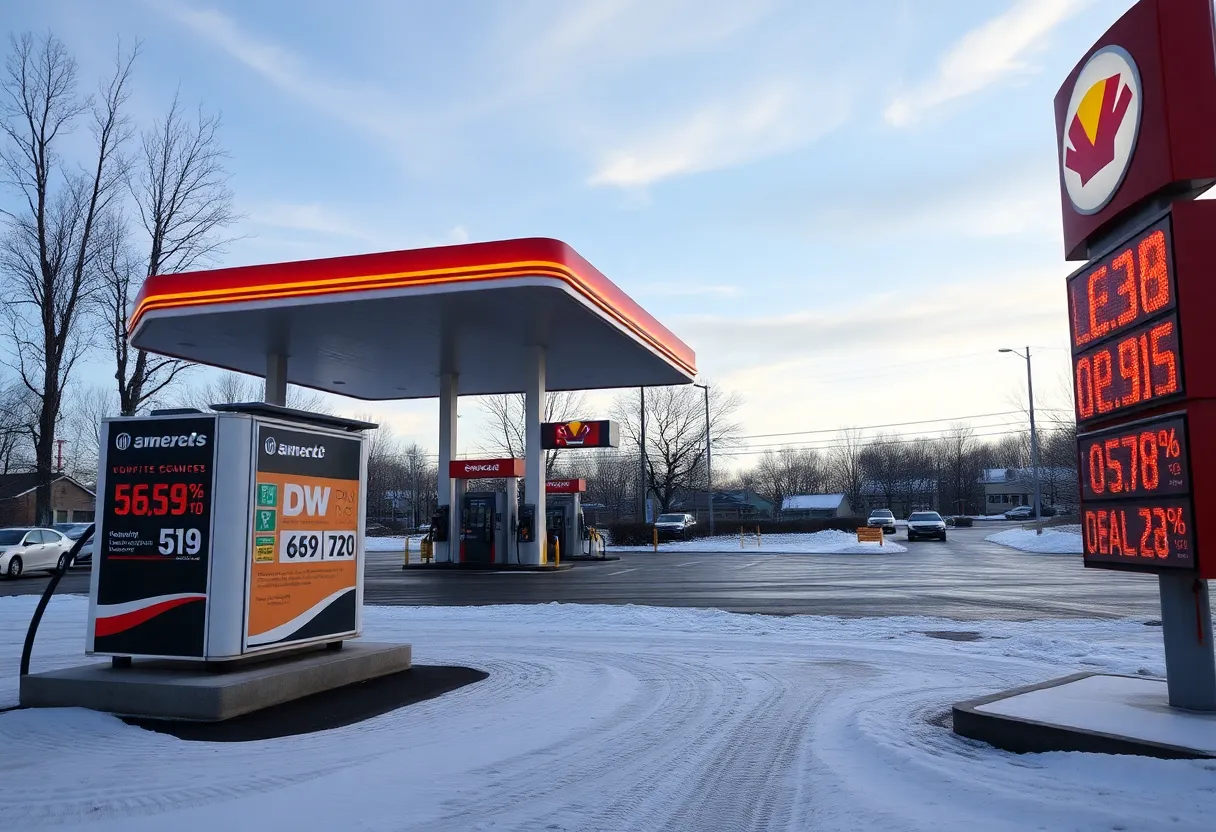 Gas station displaying reduced prices in Maryland