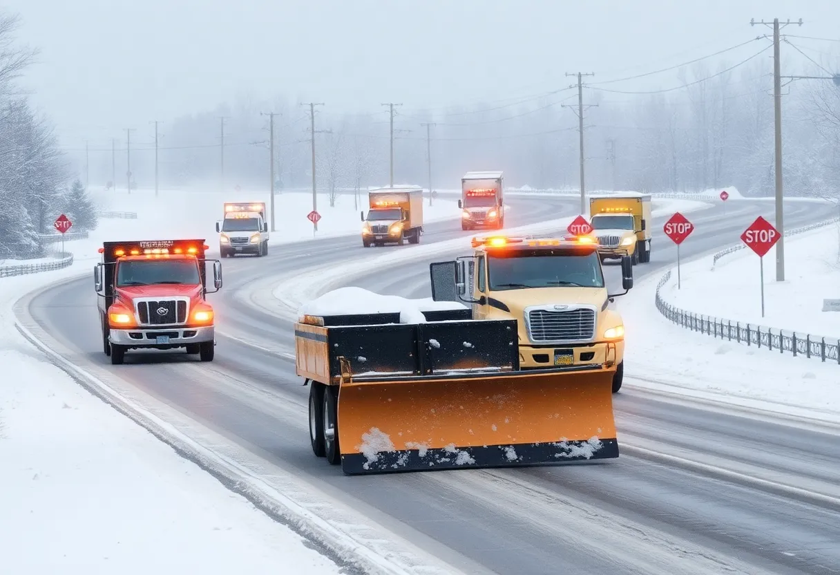 Maryland road crews preparing for winter storm with snow plows.
