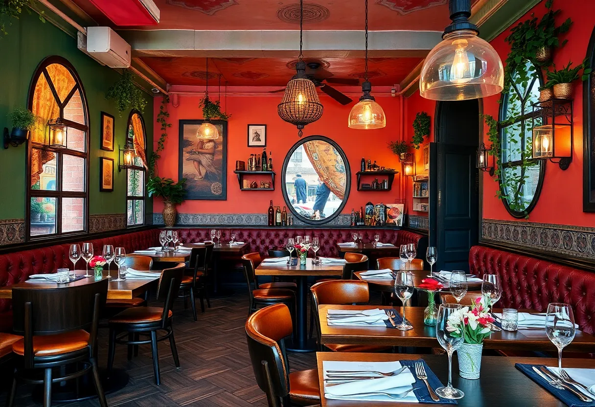 Interior of a Mediterranean restaurant and speakeasy