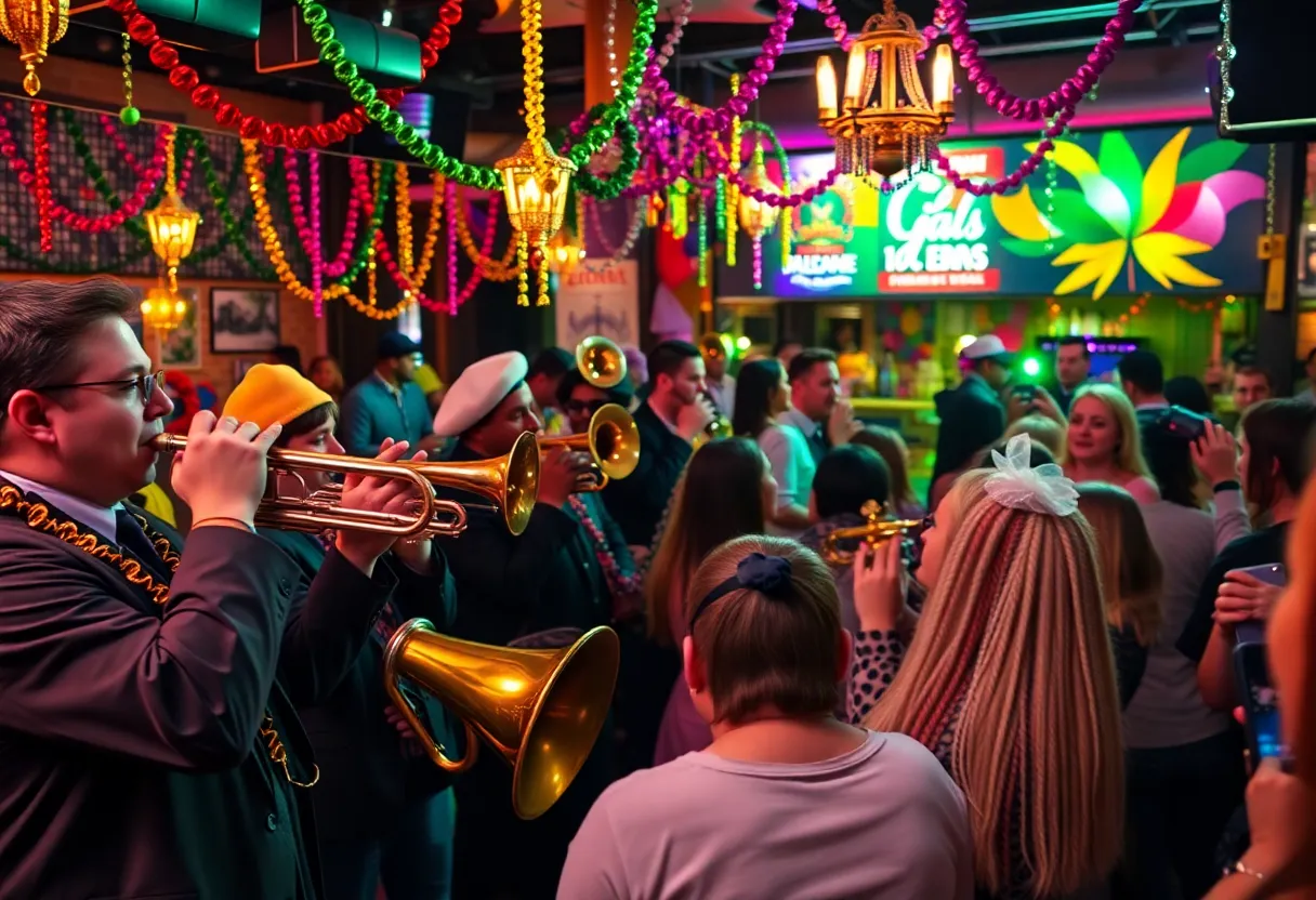 Naptown Brass Band performing at a Mardi Gras event