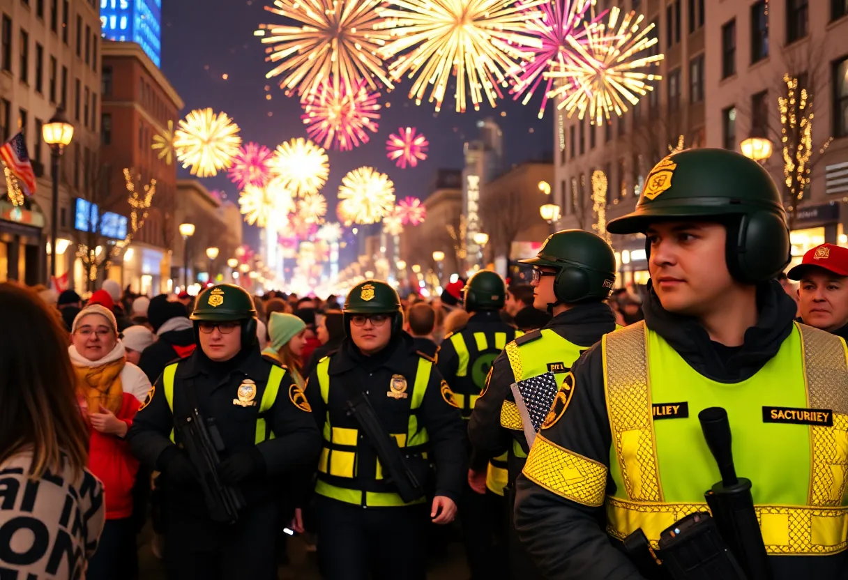 New Year's Eve celebration with police and security personnel