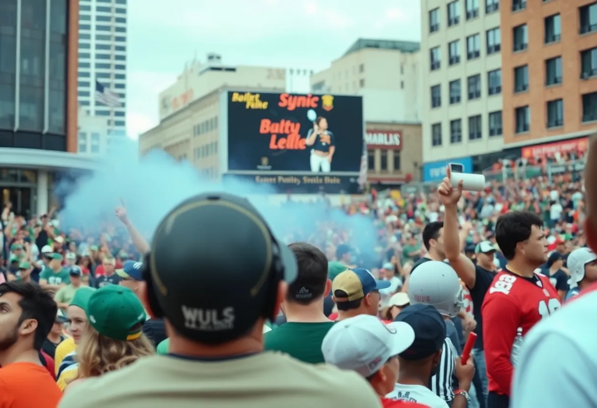 A lively NFL game with fans cheering in Baltimore