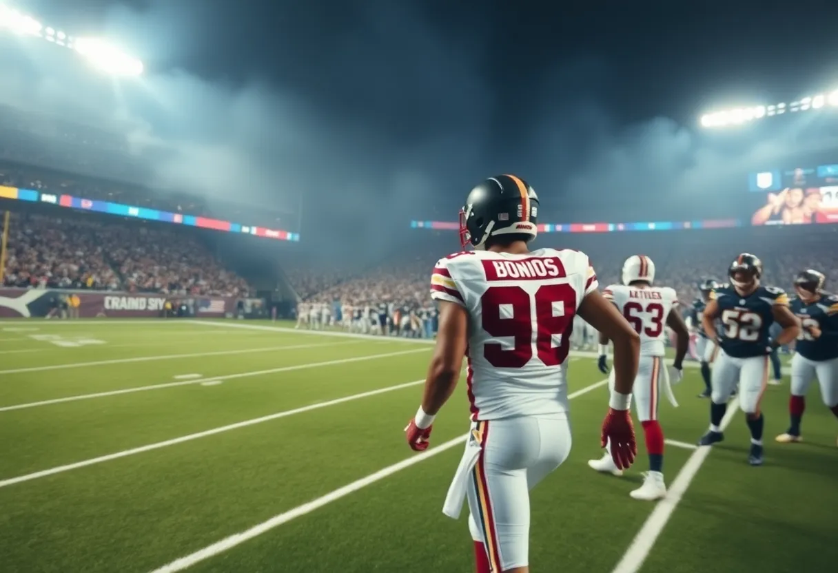 Exciting atmosphere during an NFL game with fans cheering