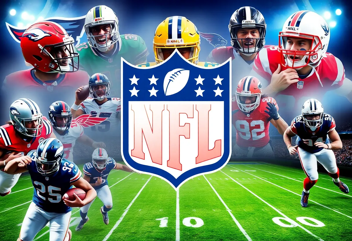A collage showcasing NFL teams and players in action during Week 15.