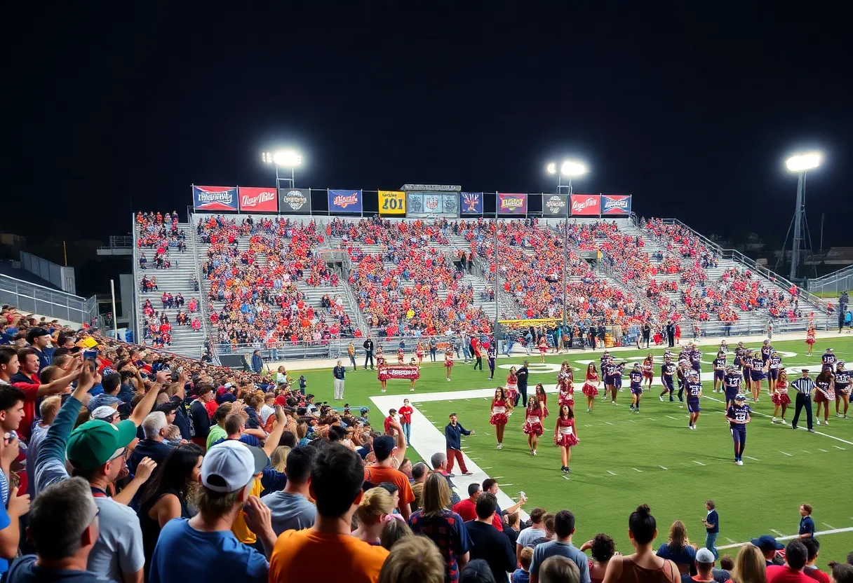 Fans cheering at Under Armour Stadium during the Overtime Nationals High School Football Championship