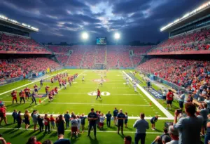 Fans and players at the Overtime Nationals High School Football Championship