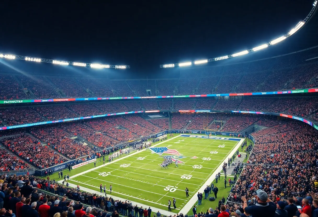 Fans cheering during the Patriots vs Ravens game