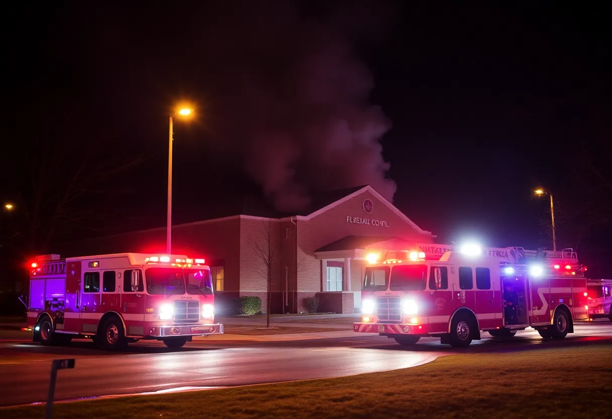Firefighters responding to a fire at Perry Hall Elementary School
